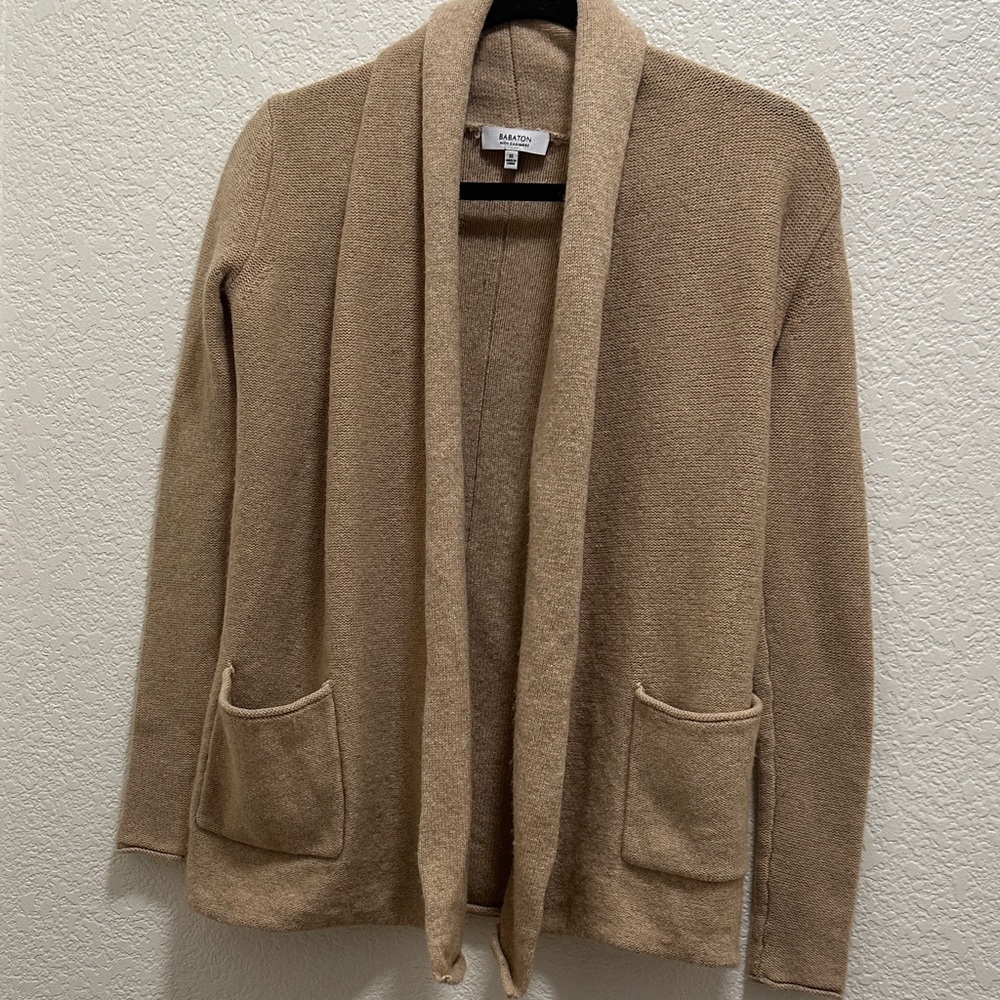 Babaton cashmere Camel Open-Front Sweater
